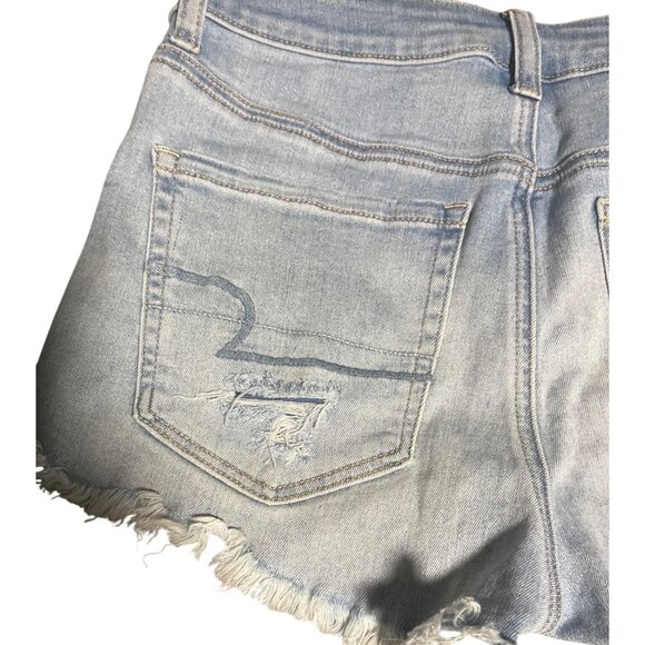 American Eagle Hi Rise Shortie Shorts Womens Size 6 Distressed/Destroyed Denim - Picture 9 of 10